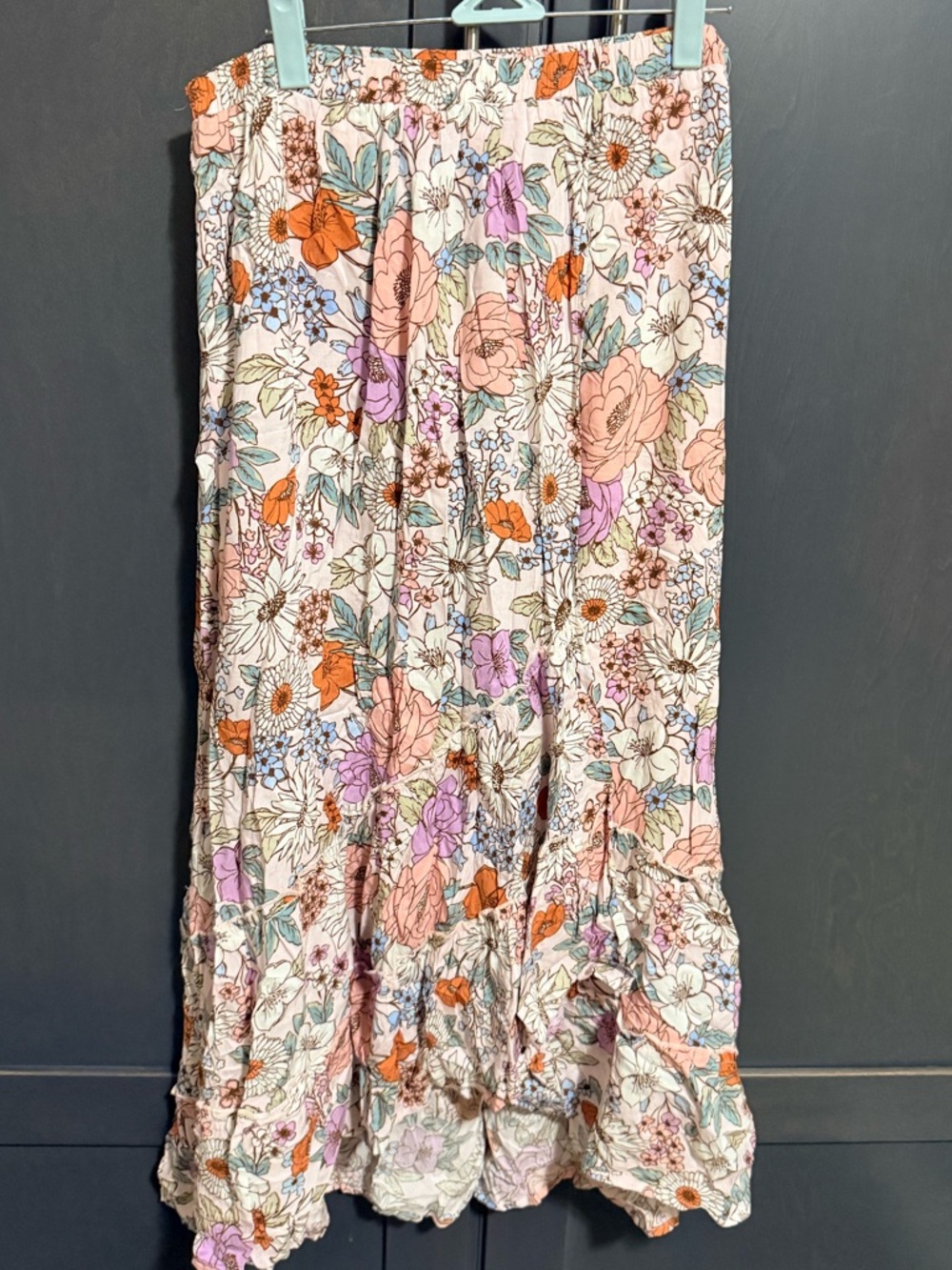 Polagram Floral Tiered Midi Skirt